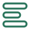 Abstract green icon with three horizontal, rounded lines.