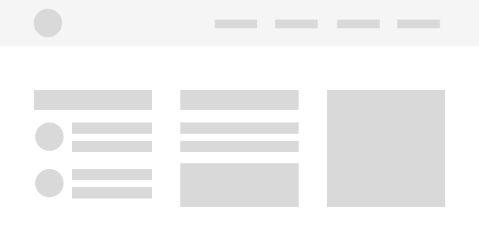 Modern website layout with text and image placeholders.