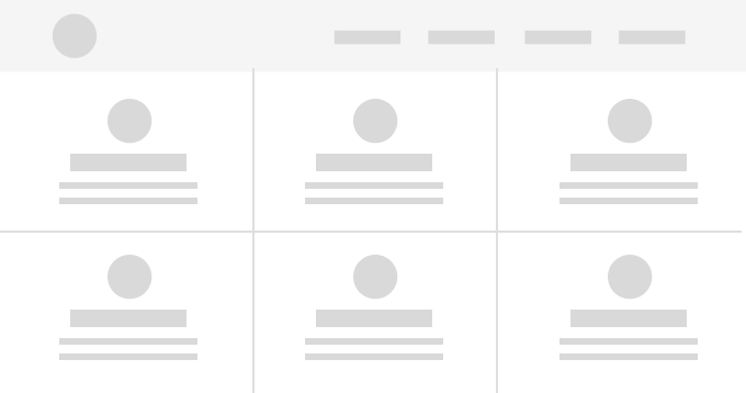 Blurred webpage with multiple profile sections and icons.