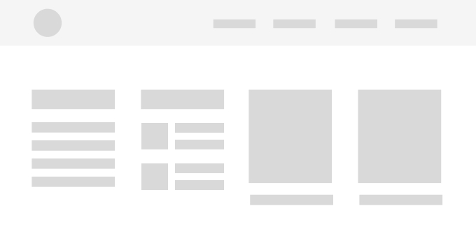 Wireframe of a website layout with navigation and content sections.